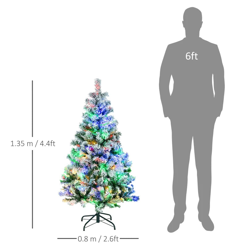 4.5' Frosted Artificial Christmas Tree with LED Lights - White or Colourful