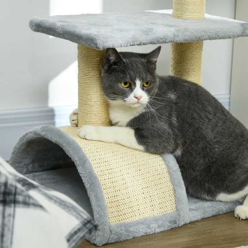 72cm Cat Tree with Scratching Post & Pad - Light Grey