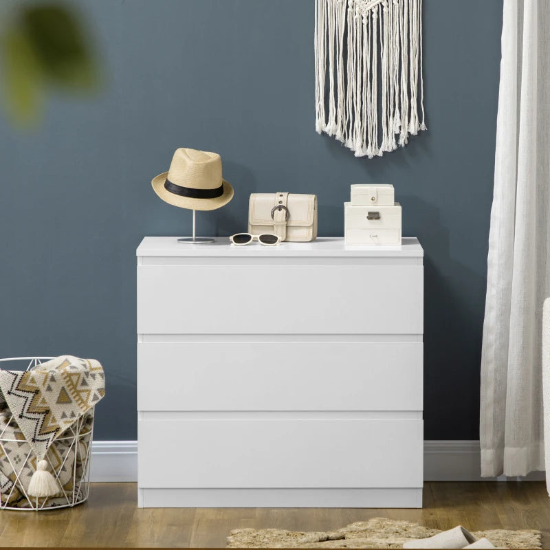 White 3-Drawer Storage Chest for Bedroom and Living Room