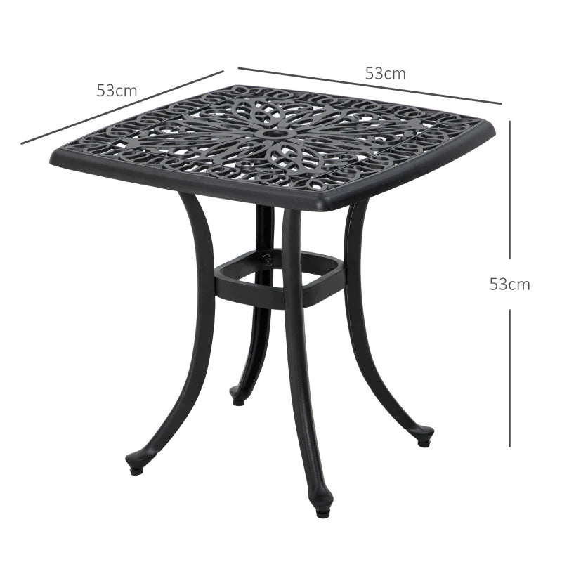 Black Square Outdoor Bistro Table with Umbrella Hole