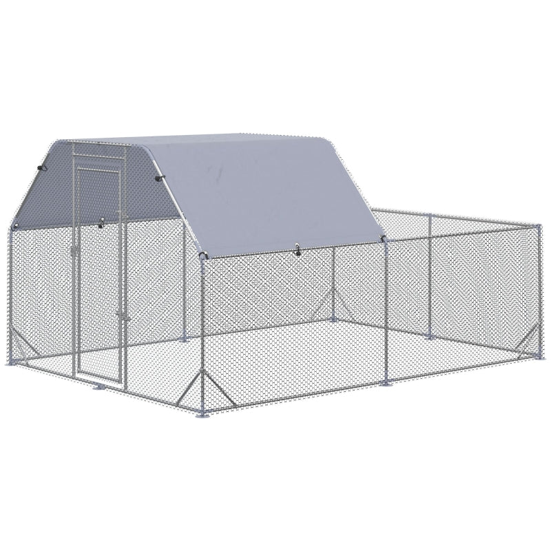 Large Outdoor Chicken Run with Roof, Hen House for 10-12 Chickens, 2.8 x 3.8 x 2 m