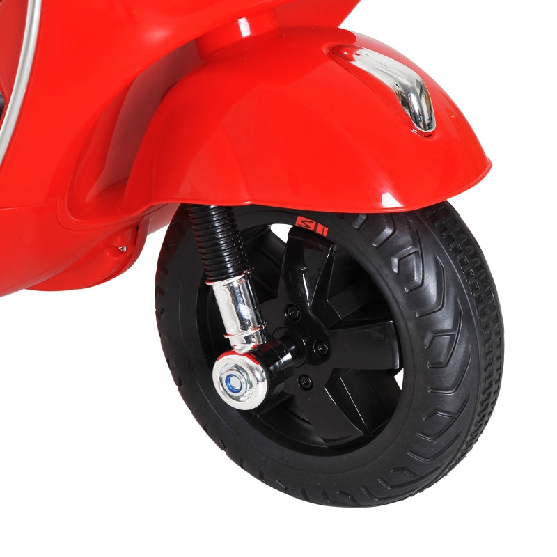 Red Kids Ride-On Motorcycle with LED Lights - 6V