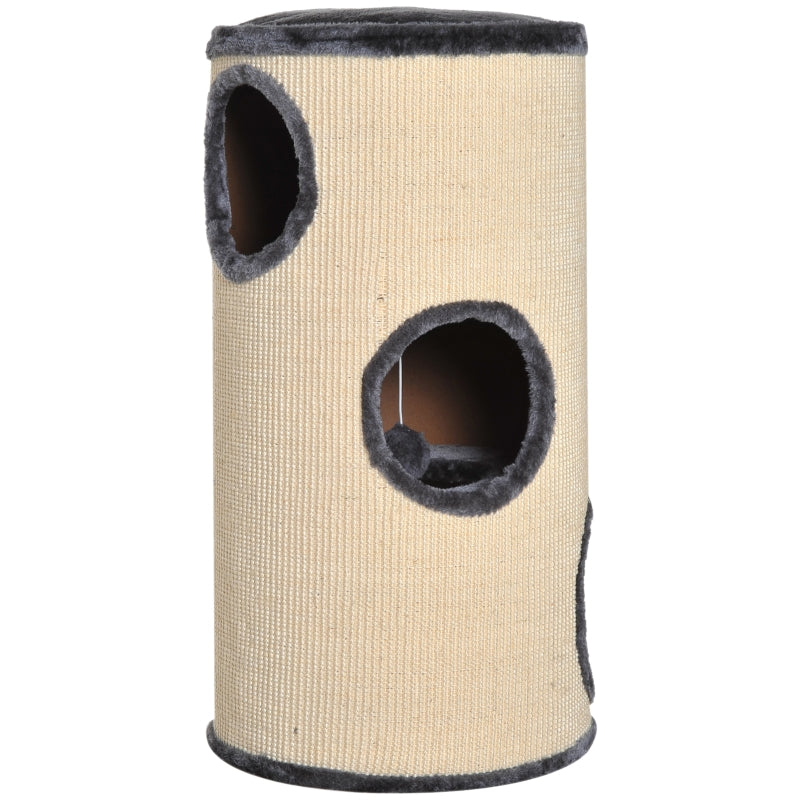 Cat Scratching Barrel Tower - 70cm Height, Sisal Activity Center, Indoor Cat Climber