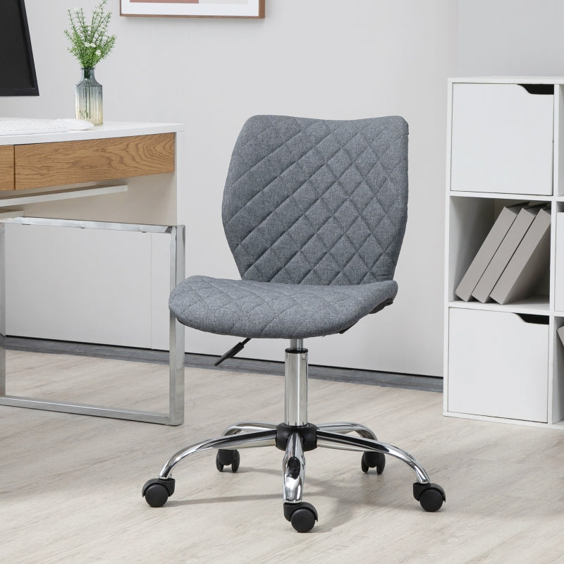 Grey Linen Fabric Swivel Desk Chair with Adjustable Height