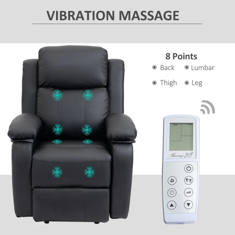 Black Electric Power Lift Recliner Chair with Vibration Massage and Remote Control