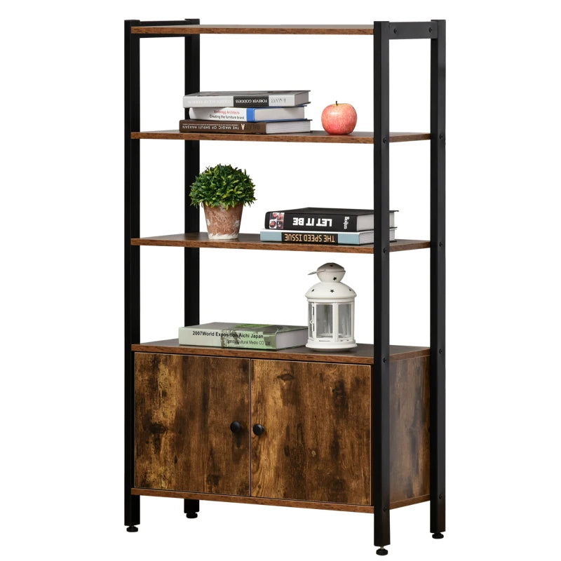 Rustic Brown 3-Tier Industrial Storage Cabinet with Doors