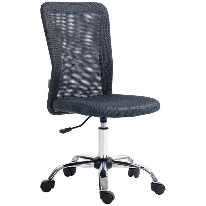 Dark Grey Mesh Office Chair with Adjustable Height and Swivel Wheels