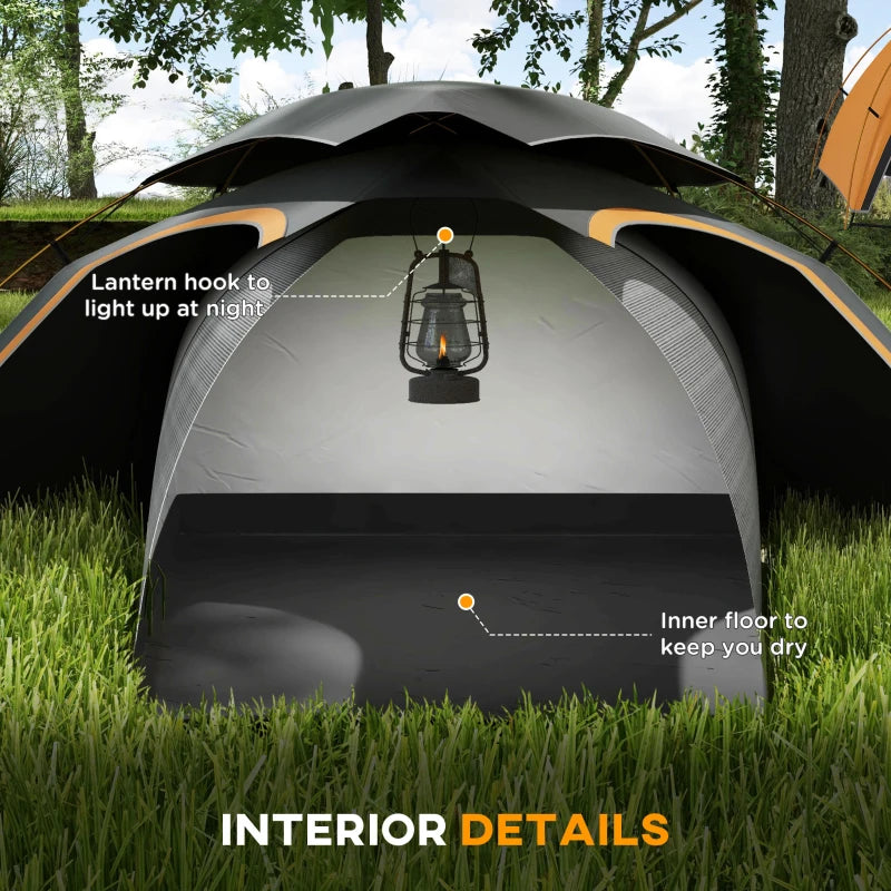 Grey Aluminium Frame Camping Dome Tent, 2000mm Waterproof, 1-2 Person