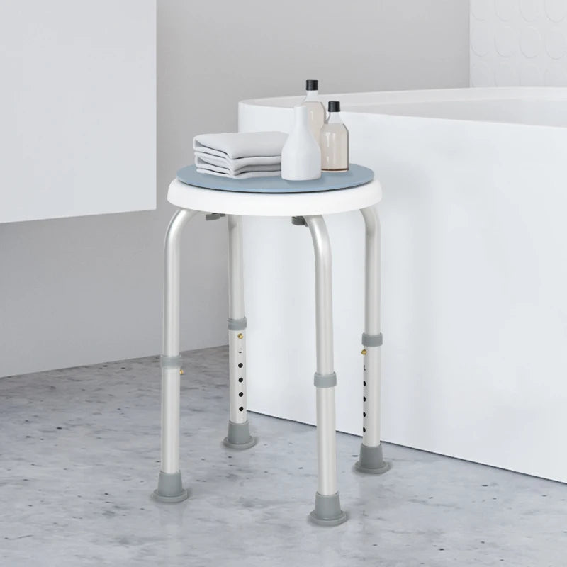 Adjustable Swivel Bath Shower Stool - White