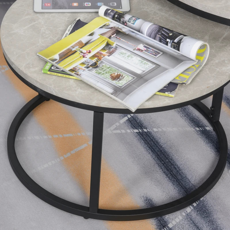 Modern Black Steel Nesting Coffee Tables Set