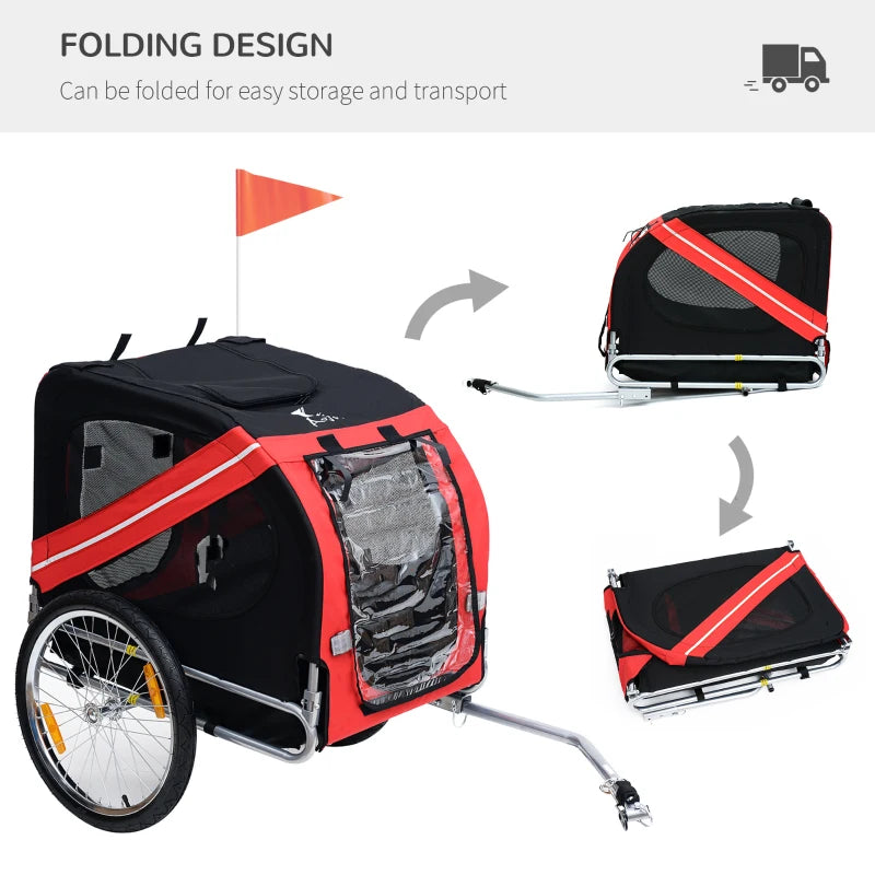 Steel Frame Pet Bicycle Trailer - Red/Black