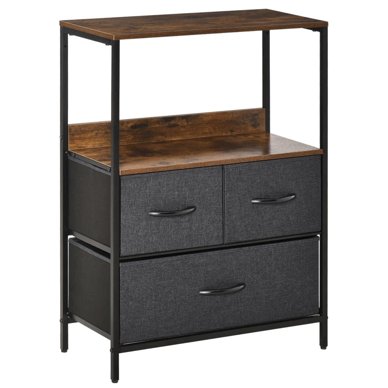 Black 3-Drawer Storage Chest with Shelves - Home Cabinet for Living Room, Bedroom, Entryway