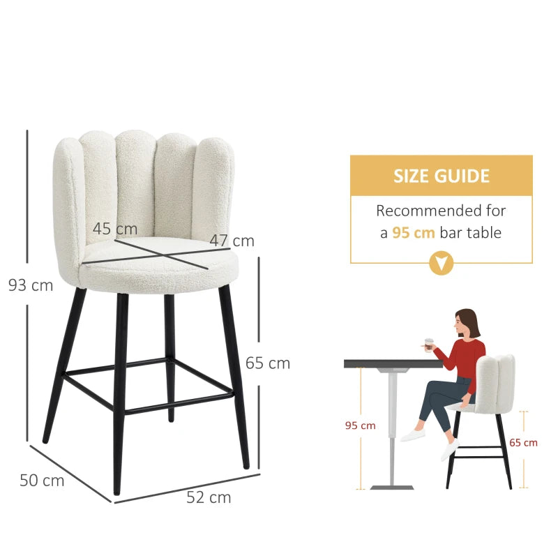 Modern Cream Faux Cashmere Bar Stools Set of 2