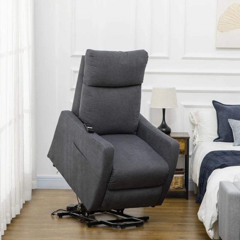 Grey Fabric Power Lift Recliner Chair for Elderly with Remote Control