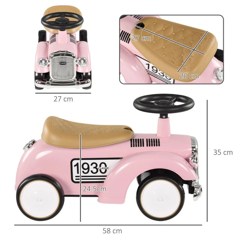 Pink Toddler Foot-to-Floor Slider with Under-Seat Storage & Horn