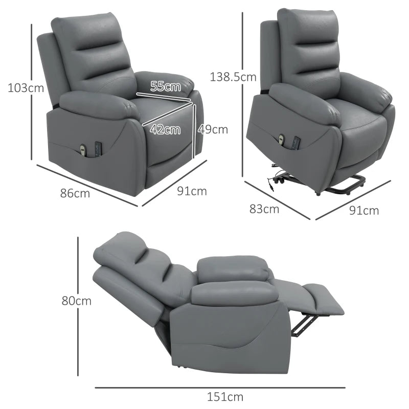 Grey Electric Power Lift Recliner Chair with Massage for Elderly