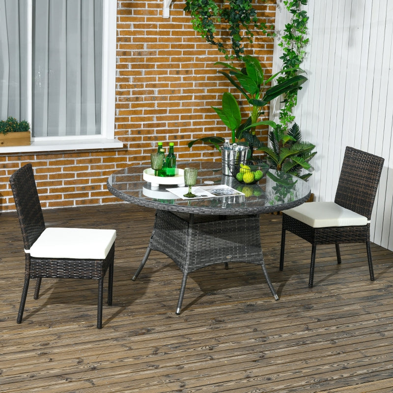 Brown Rattan Armless Garden Chairs Set of 2