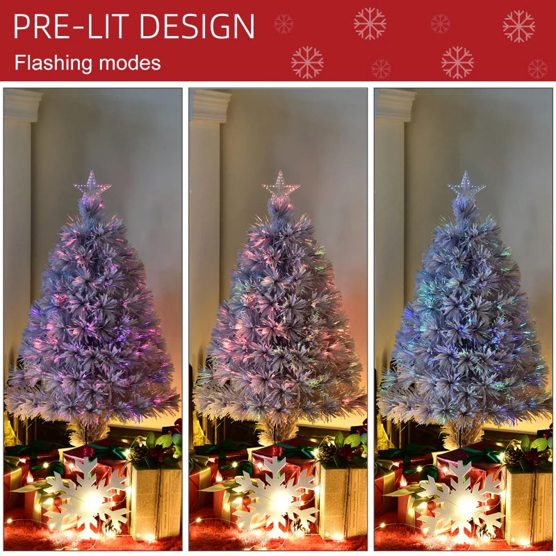 White Fibre Optic Tabletop Christmas Tree - 2.5FT