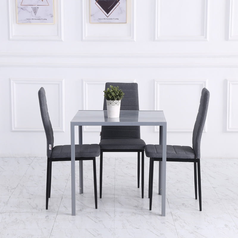 Grey Square Glass Dining Table for 2-4 People