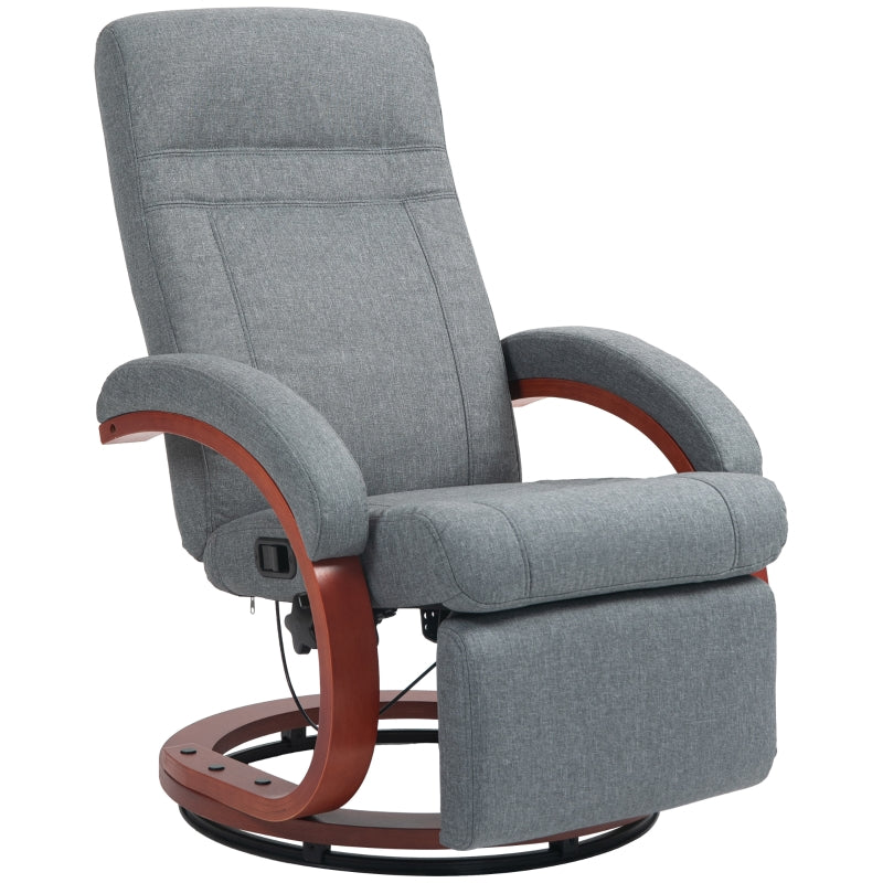 Grey Manual Reclining Swivel Chair with Footrest