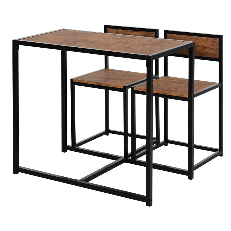 3-Piece Industrial Style Table Stool Set - Steel Frame, MDF Panels - Modern Living Room Bar Furniture (Black)