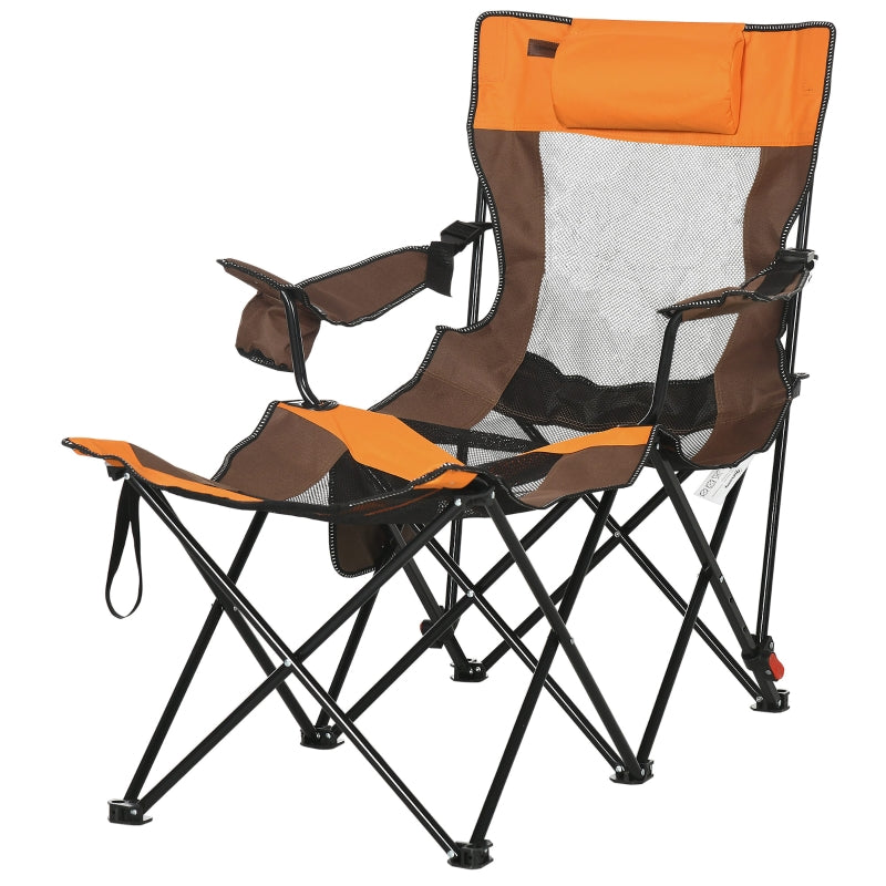 Multicolour Foldable Reclining Garden Chair with Footrest and Headrest