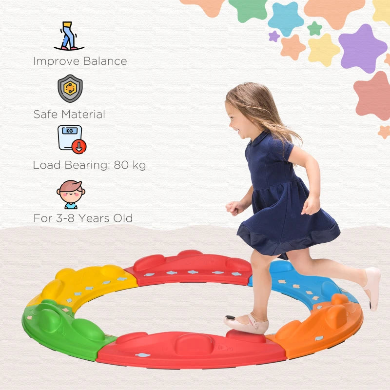 Kids Multicoloured Balance Beam & Stepping Stones Set, Ages 3-8