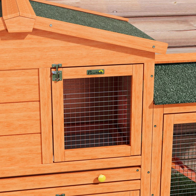 Orange 2 Tier Rabbit Hutch with Run and Ramp