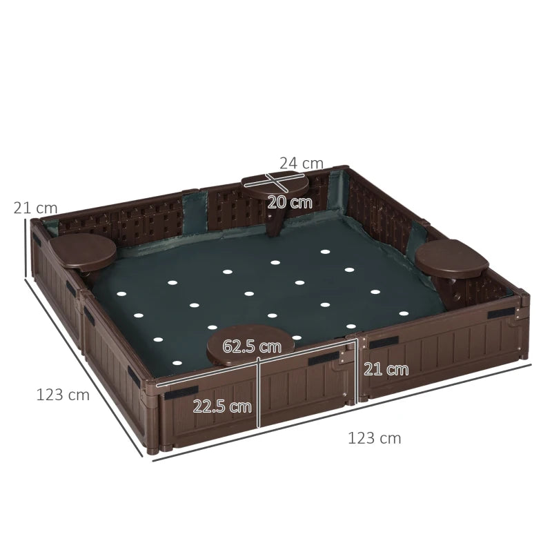 Brown Kids' Sand Pit with Water-Resistant Cover - Outdoor Playset