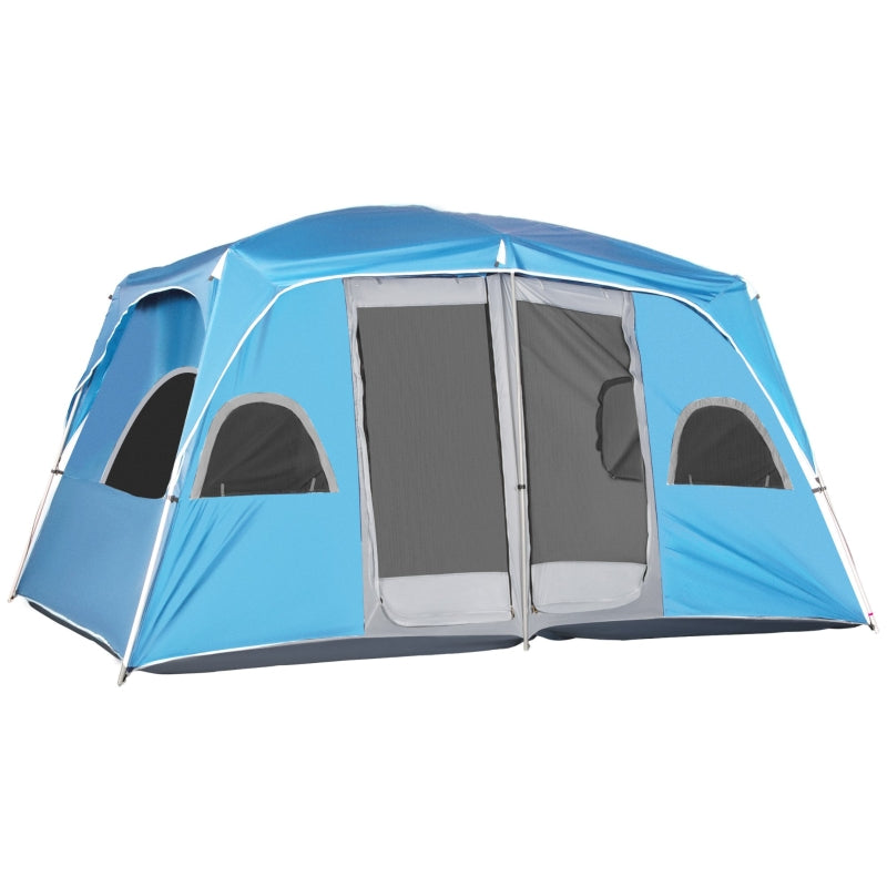 Blue 2-Room Camping Tent for 4-8 People