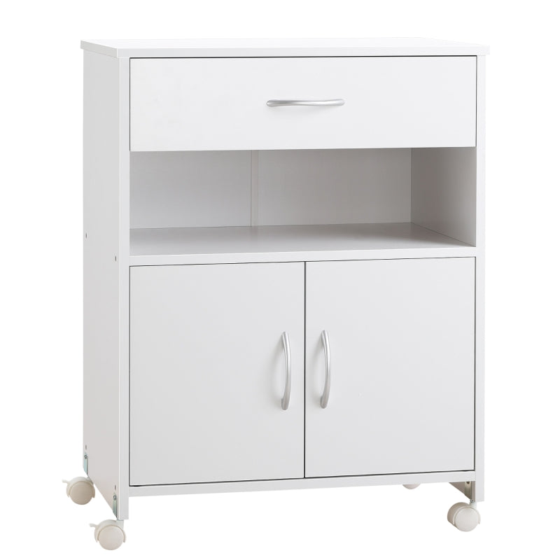 White Printer Stand with Storage Drawer for Home Office