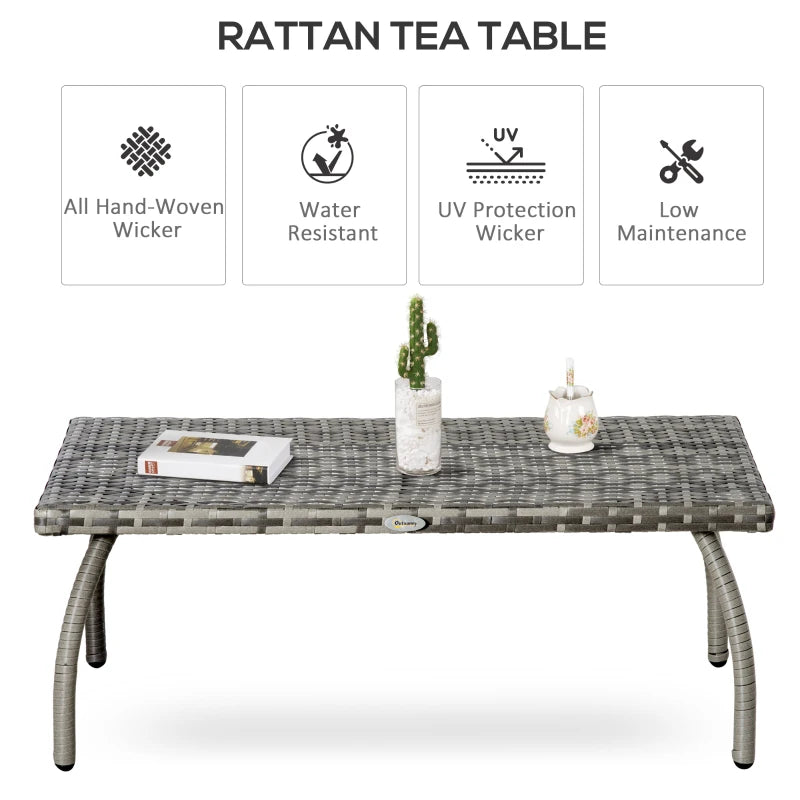 Grey Rattan Garden Coffee Table