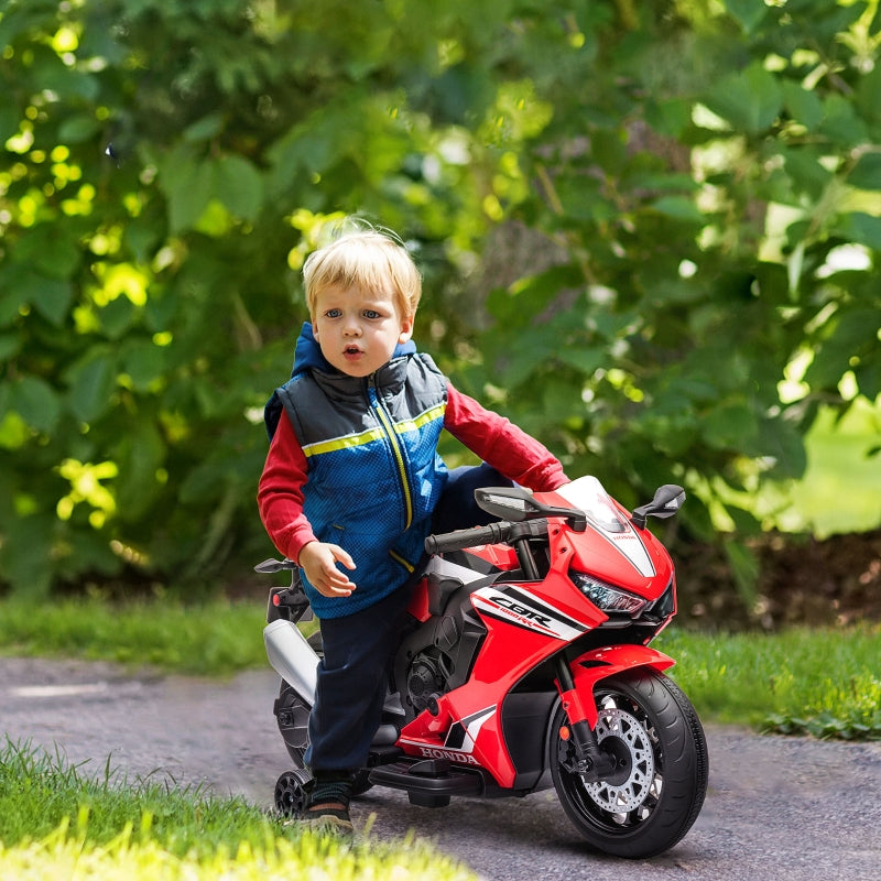 Red Kids 6V Honda Licensed Motorcycle with Music & Training Wheels