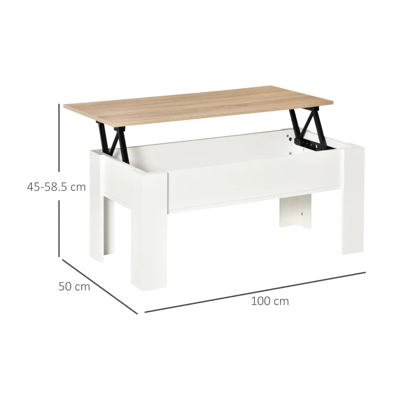 Modern White Lift-Top Coffee Table with Hidden Storage