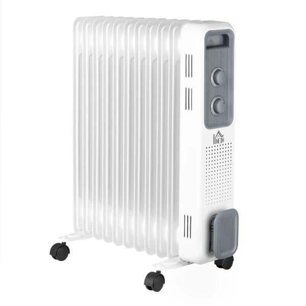 White 2500W Portable Oil Filled Radiator Heater, 11 Fin, 3 Heat Settings