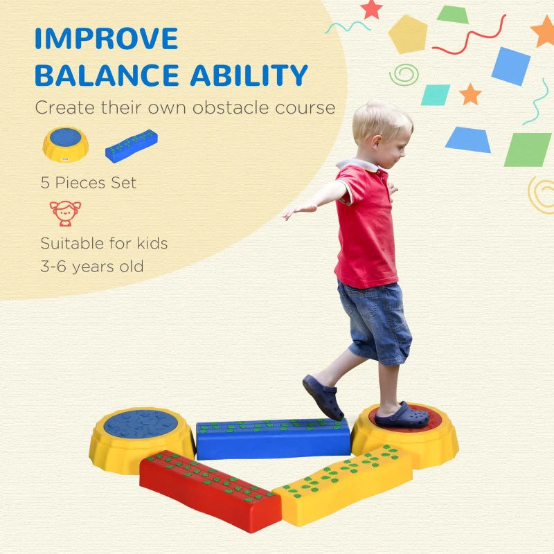 Kids Multicoloured Stepping Stones & Balance Bridge Set for Toddlers