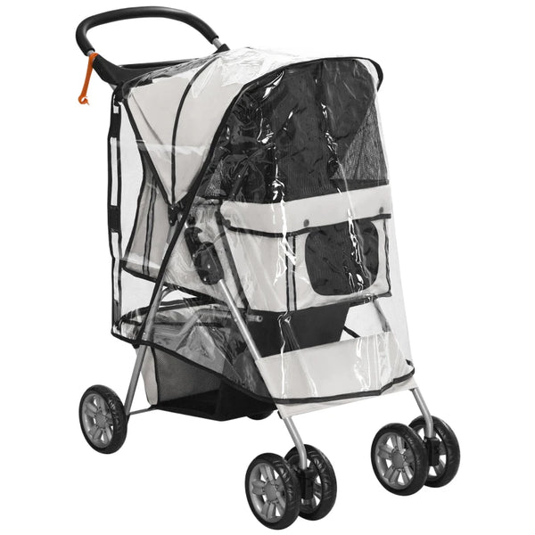 Grey Dog Stroller with Rain Cover for Small Dogs