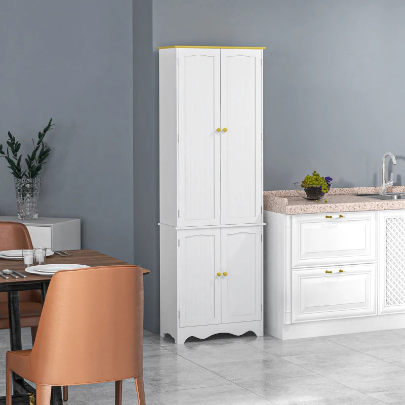 White 4-Door Freestanding Kitchen Storage Cabinet with Shelves