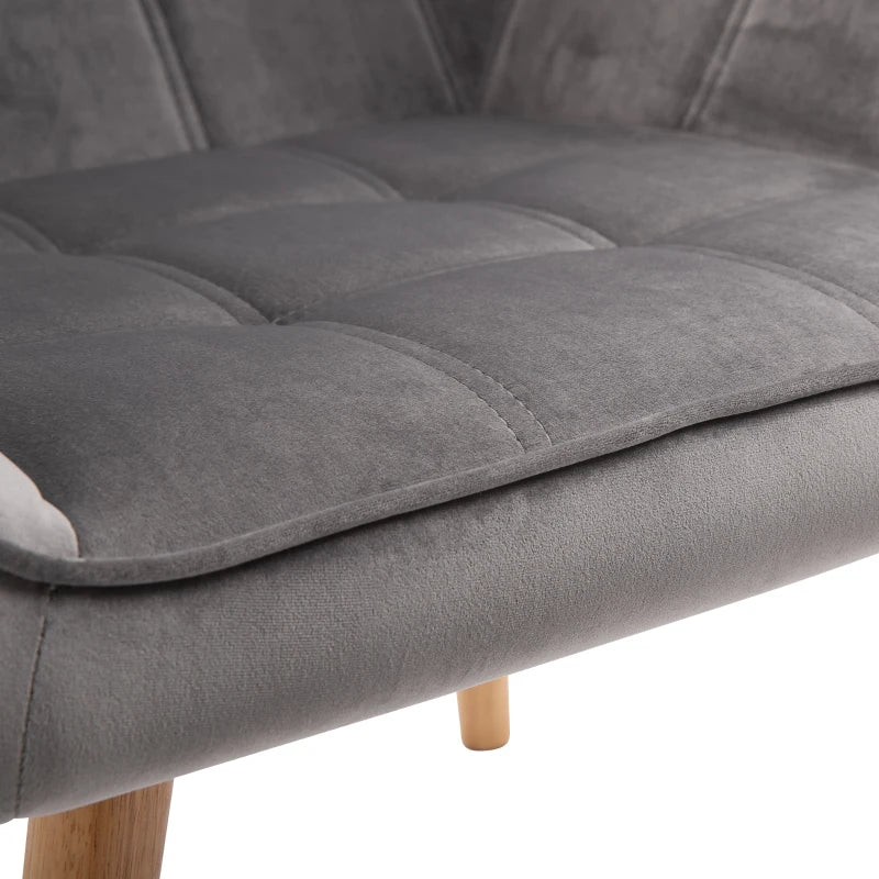Grey Padded Armchair with Wooden Legs - Stylish Home Seating
