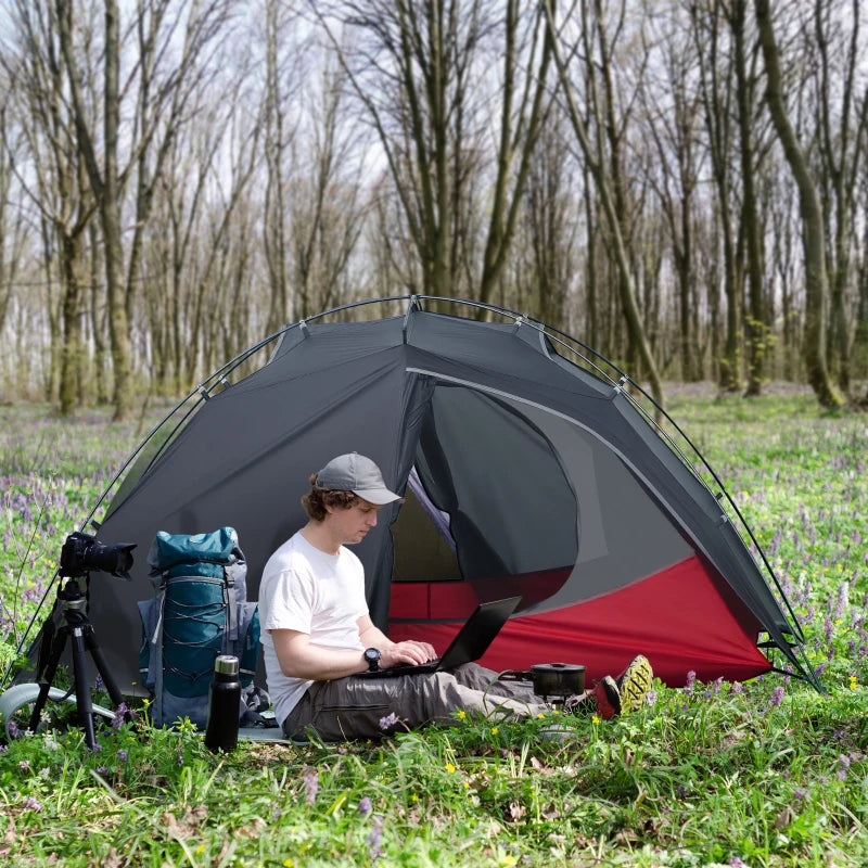 Dark Grey 2-Person Waterproof Dome Camping Tent