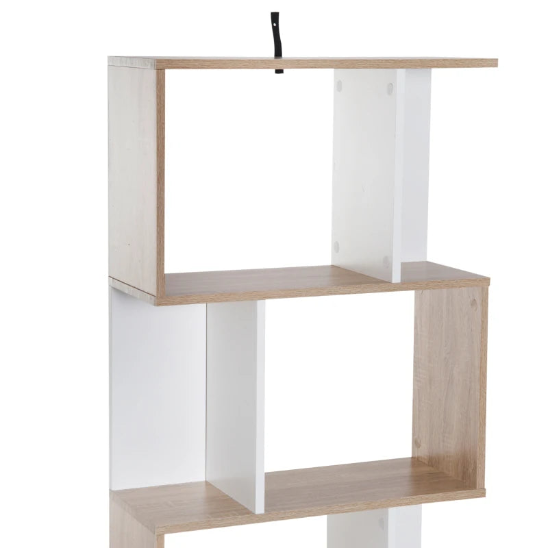 Four-Tier Double 'S' Shelving Unit - White & Oak