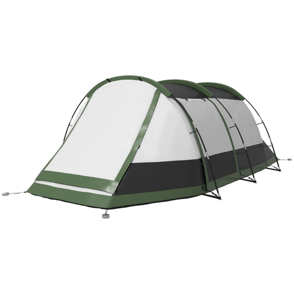 Green 3-Person Camping Tent with 2 Rooms and Porch