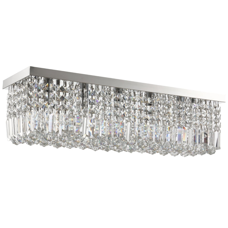 Silver Square Crystal Ceiling Light Fixture