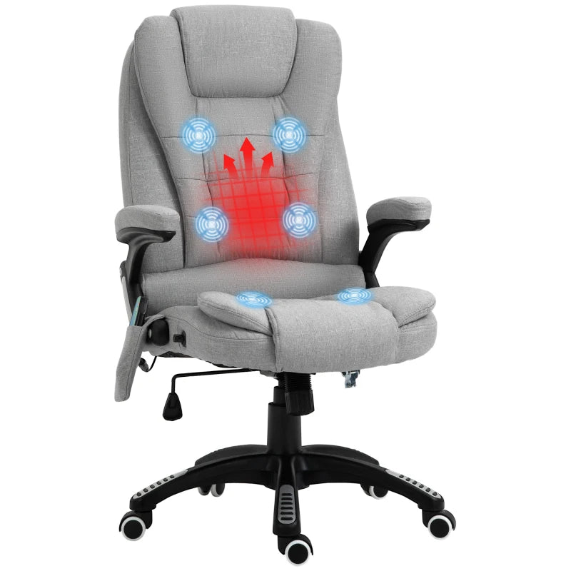 Light Grey Ergonomic Massage Office Chair with Heated Back Support