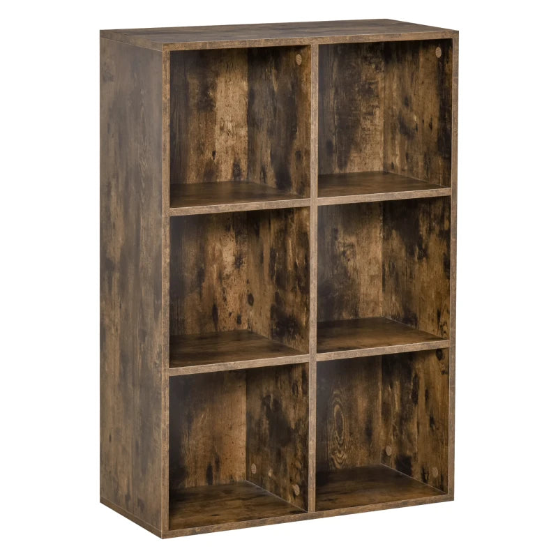 Rustic Brown Cubic Bookcase Shelves - Study, Living Room, Office Storage