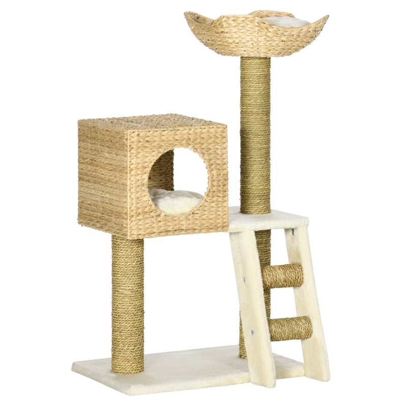 Cat Tree with Scratching Posts, Bed, Cat House - Natural