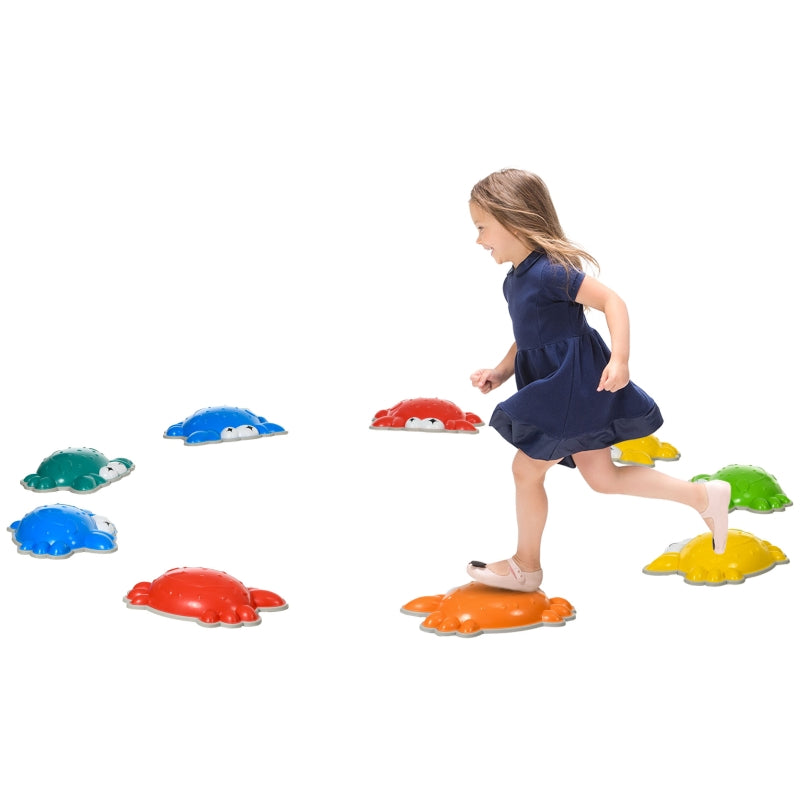 Crab-Designed Kids Stepping Stones Set - 9PCs, TPE Anti-Slip, River Stones