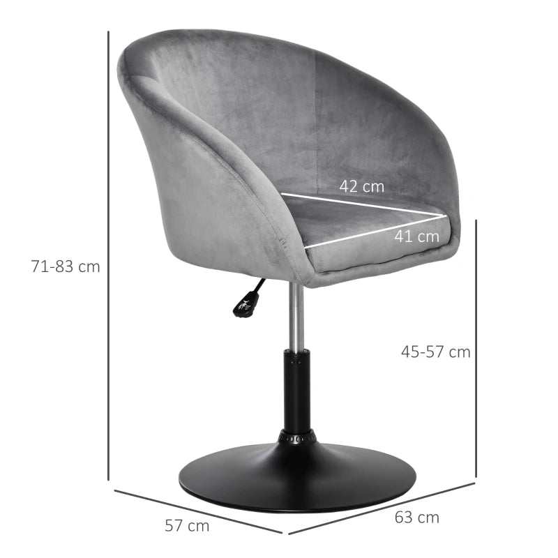 Grey Swivel Fabric Bar Stool with Adjustable Height