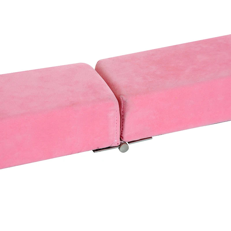 Pink Suede Upholstered Wooden Folding Balance Beam