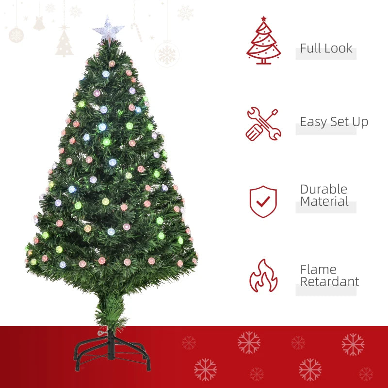 4FT Pre-Lit Green Christmas Tree with Fibre Optic LED Lights